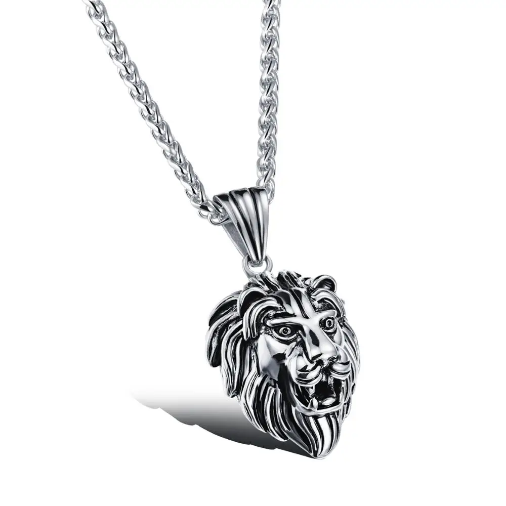 

Stainless Steel Men's Pendant Necklace Chain Rock Lion Jewelry Gift