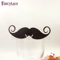 60pcs mustache glass cards laser cut place name cards fathers birthday party table invitation cards wedding decoration supplies