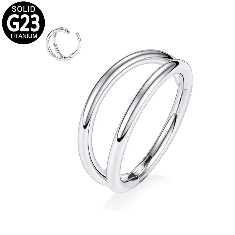 

G23 Titanium Hinged Segment Nose Ring Hoop 2 Fans Out Septum Nipple Clicker Daith Ear Cartilage Tragus Earrings Piercing Jewelry