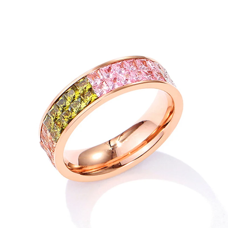 KNOCK Fashion Rose Gold Stainless Steel Ring With Stone Crystal For Woman Girl Men Couple In Wedding jewelry | Украшения и