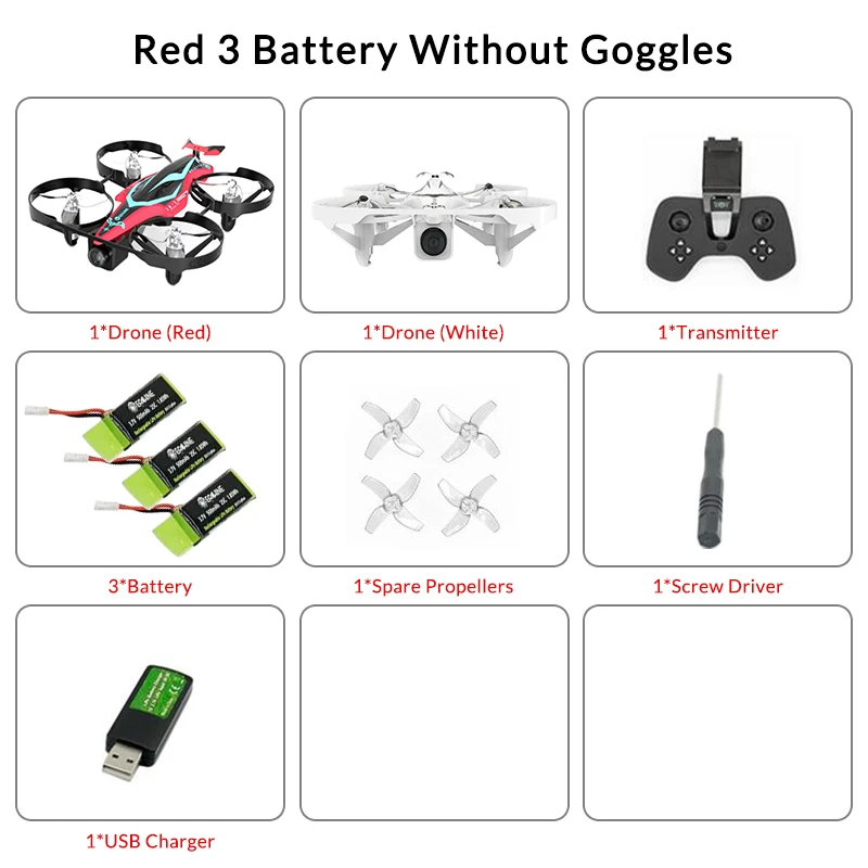 E013 Plus FPV гоночный Дрон анти-черепаха режим w/5,8G 48CH 1000TVL красный и белый камера VR006 очки - Цвет: 2