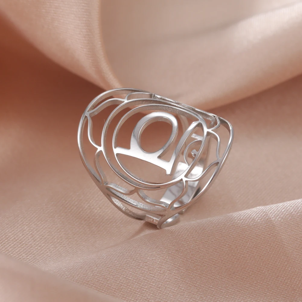 Кольцо Skyrim женское из нержавеющей стали с цветком изменяемым размером Мандала