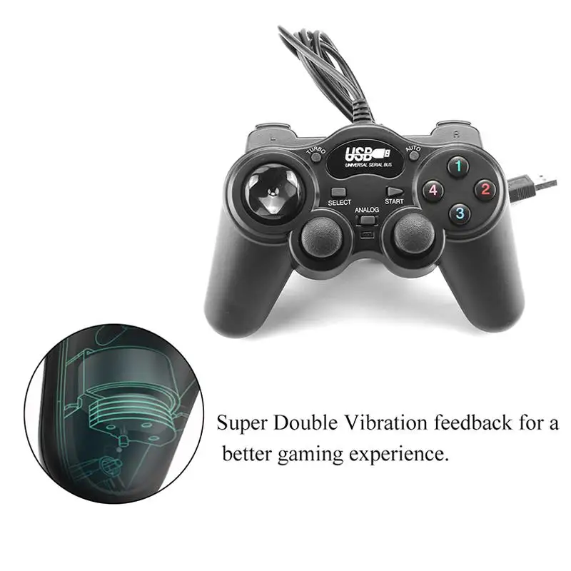 Kuulee Wired Gamepad Joystick Shock Joypad Gamepads Game Controller for PC Laptop Computer Win7/8/10/XP/Vista / 2000/ ME | Электроника