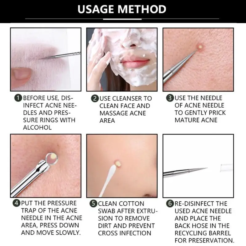 

4pcs Acne Removal Needle set Pimple Blemish Blackhead Makeup Skin Repair Kit Fat Treatment Rose Granule Tool Gold Remover A H2R2