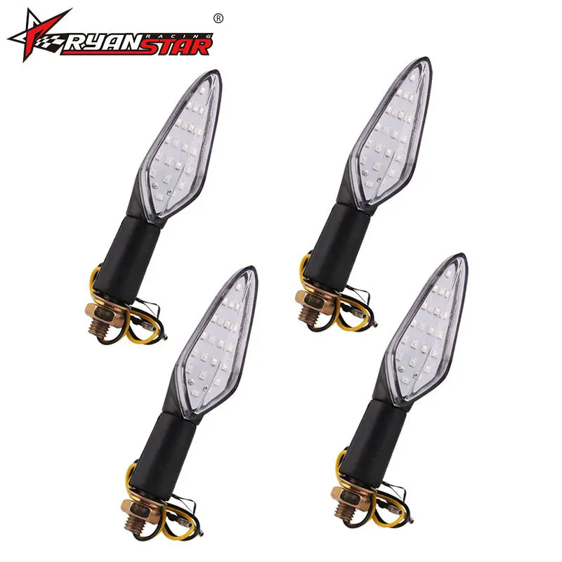 

4pc Motorcycle Turn Signals Light E4 Mark Built Relay Flowing Flashing Safe Light 20LED Blinker Bendable Tail IP67 Waterproof