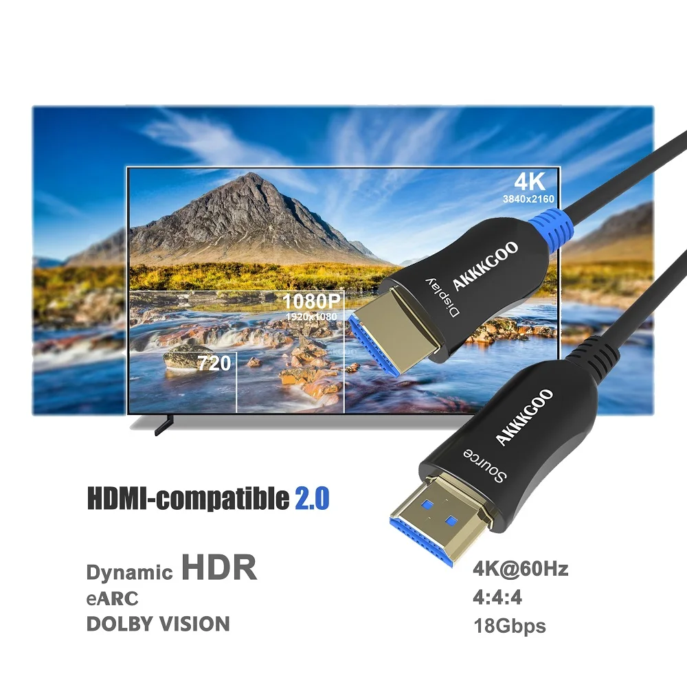 Кабель HDMI совместимый с оптическим волокном 4K 60 Гц 5 м 10 15 20 30 40 50 100 для HD TV LCD