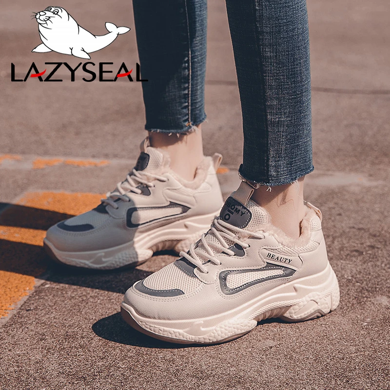 LazySeal женская обувь на резиновой подошве в повседневном стиле Зимние кроссовки с