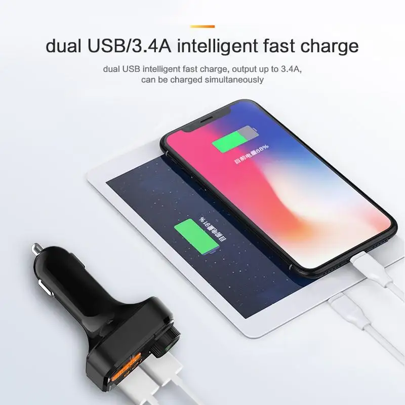Bluetooth 5 0 беспроводной автомобильный fm-передатчик двойной 3.4A USB Автомобильное