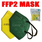 Темно-зеленые защитные маски FFP2, одобренные KN95, маски для взрослых, 5-слойная защитная маска для лица fpp2, желтая маска CE, респиратор