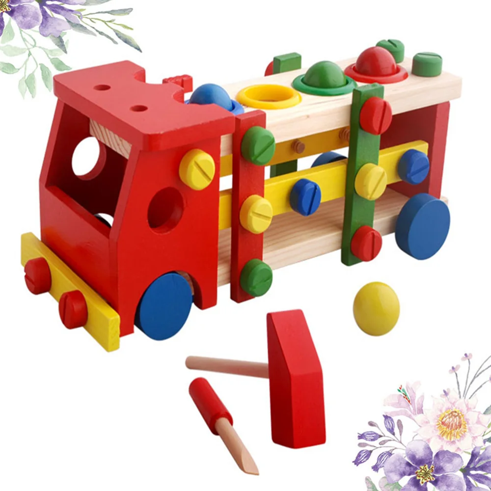 1 Набор деревянных игрушечных молотков мультяшная Милая толкающая скамейка