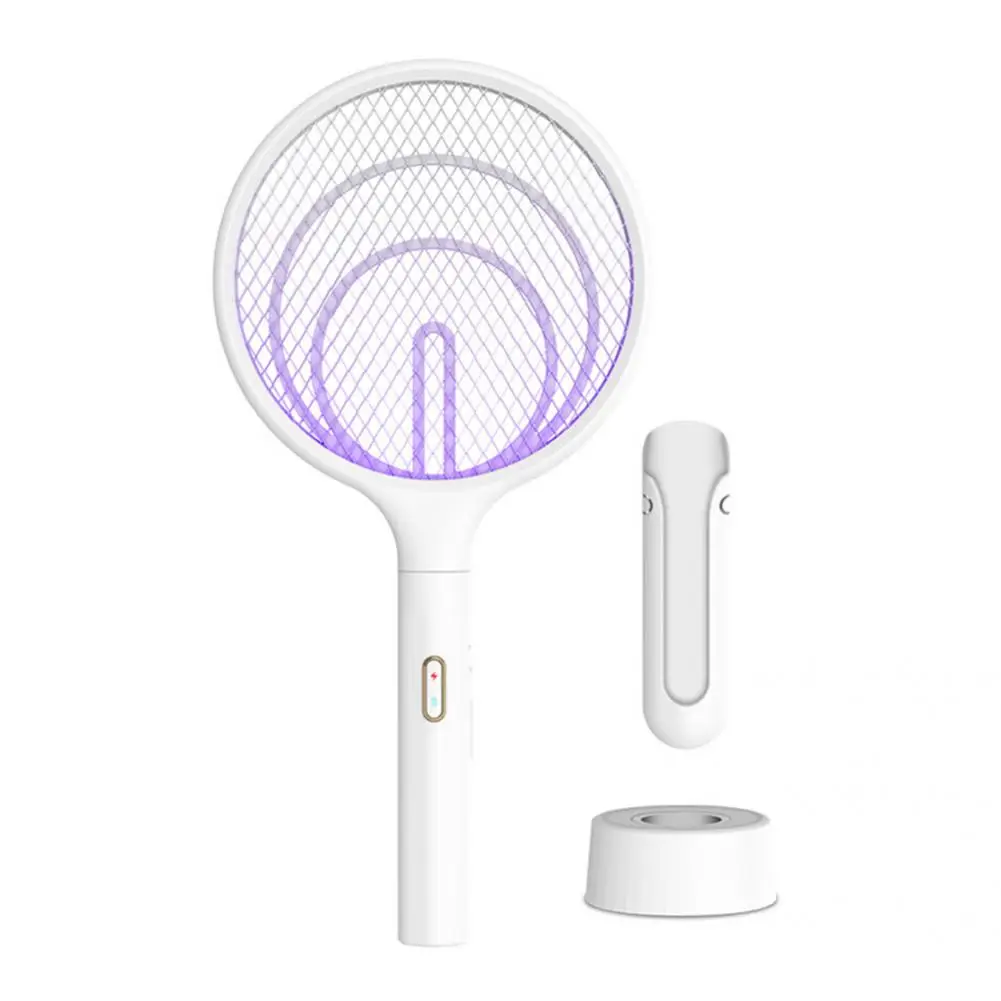 

ABS 1 Set Practical USB Rechargeable Anti Mosquito Racket Fly Insect Zapper Trap White Fly Swatter Effective for Home
