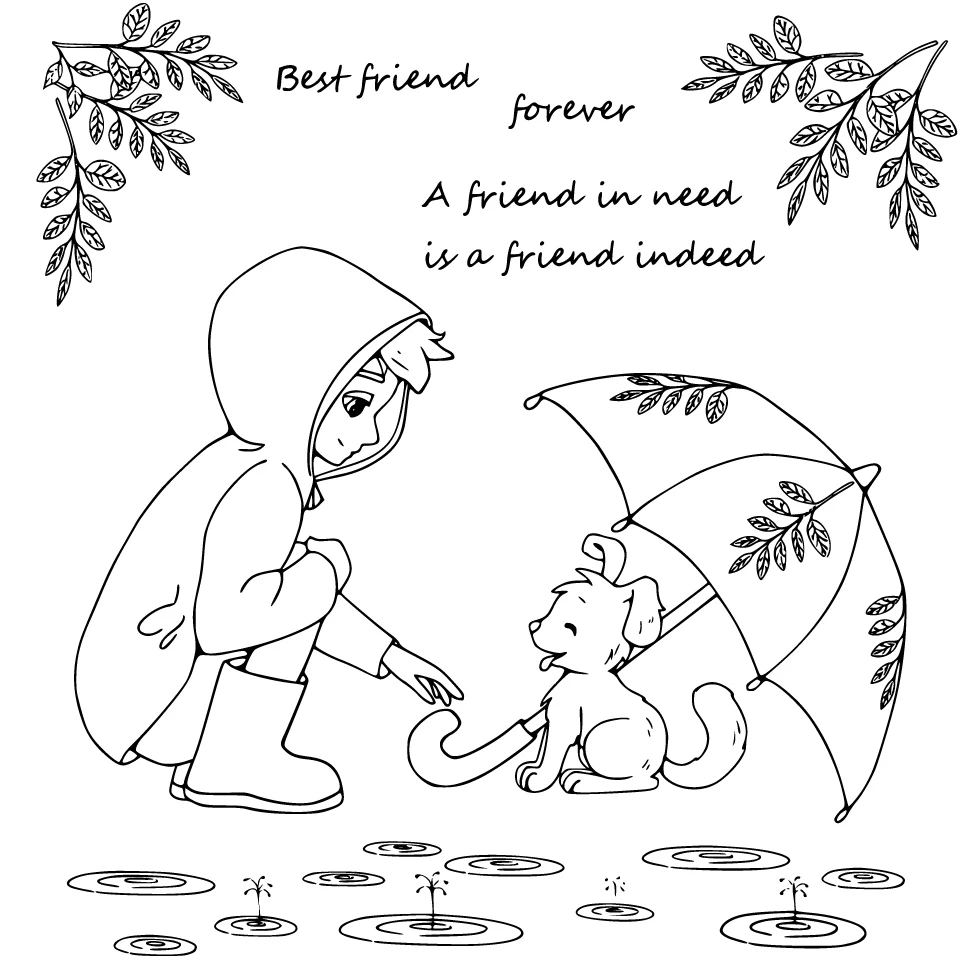 

Girl In The Rain Clear Silicon Stamps and Cutting Dies for DIY Scrapbooking/Photo Album Card Making clear stamps with dies