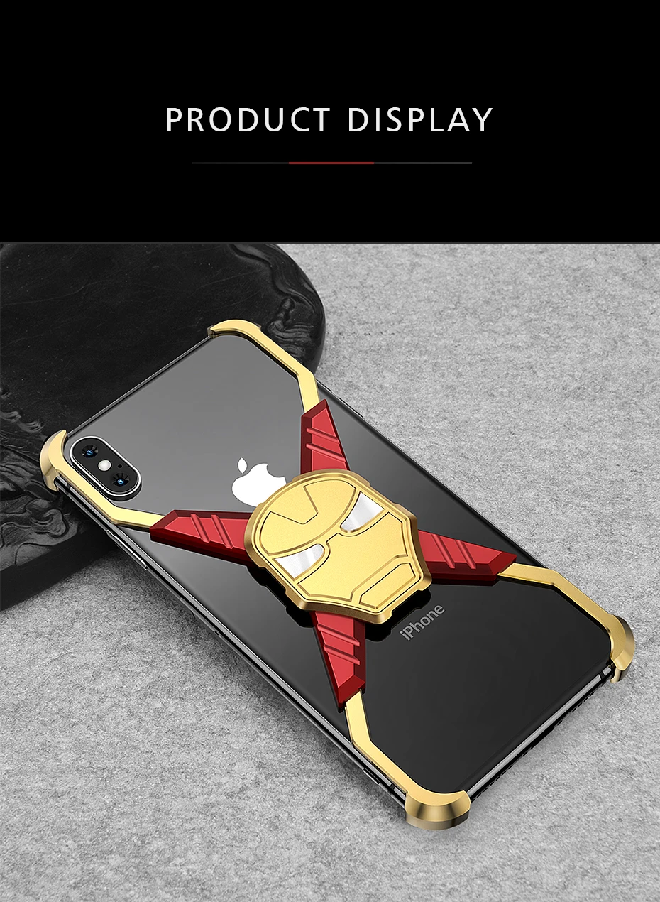 RIron Man дизайнерский металлический чехол для Iphone X XS чехол персональный металлический бампер чехол для Iphone XS Max анти-шок и противоударный чехол