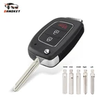 Откидной ключ Dandkey для Hyundai Santa Fe Sonata, Tucson, Accent I30, I40, I45, складной чехол с 3 кнопками корпус автомобильного ключа дистанционного управления