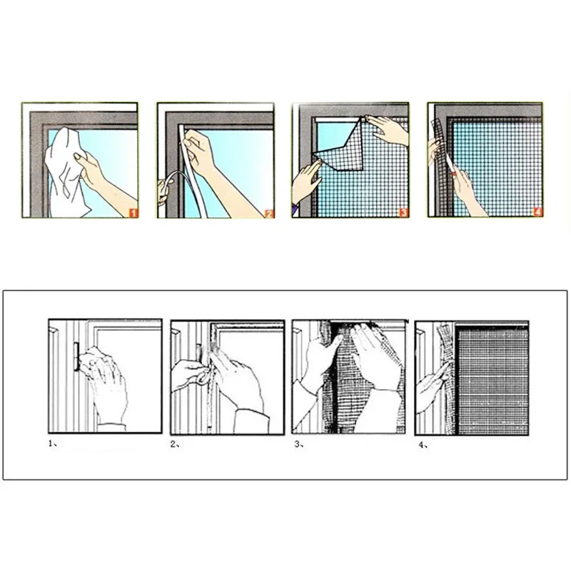

130cmx150cm Fly Mosquito Window Net Mesh Screen Room Cortinas Mosquito Curtains Net Curtain Protector Fly Screen Inset