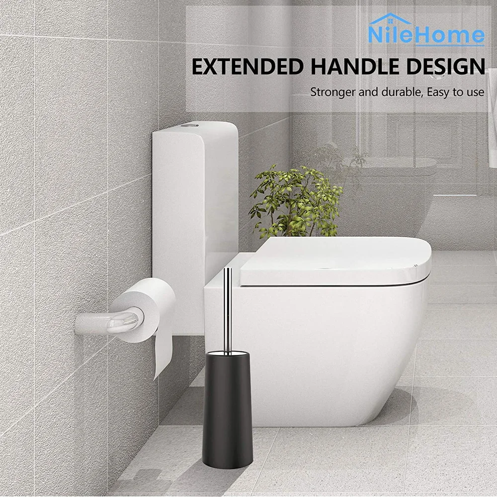 

Toilet Brush New Stainless Steel Toilet Brush Holder Black Color Clean Tool Durable Vertical Toilet Brush Bathroom Cleaning