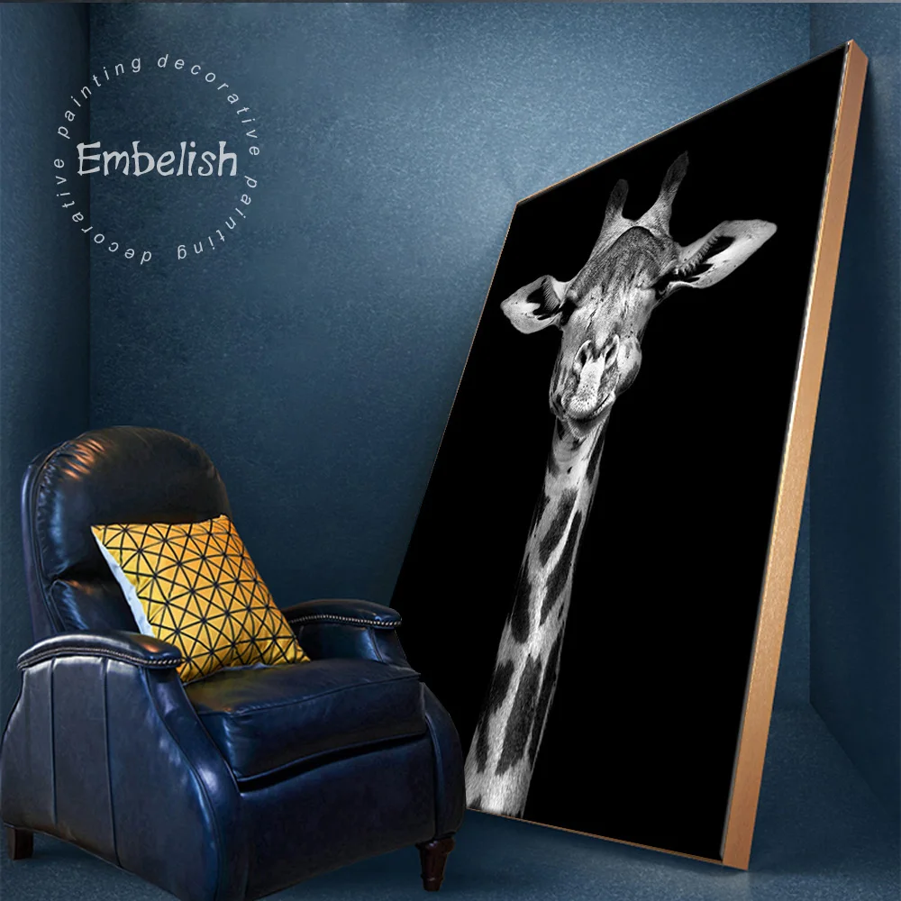 

1 Pieces Hot Animals Posters For Living Room Black And White Giraffe Wall Art Pictures HD Print On Canvas Home Decor Paintings