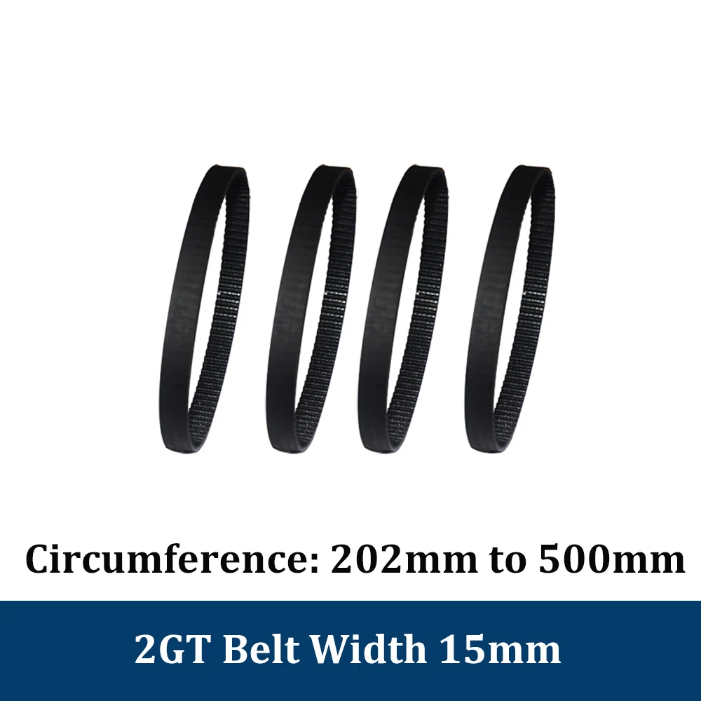3D Printer Parts GT2 15mm Closed Loop Rubber Timing Belt 202 220 240 250 260 280 294 300 320 350 360 400 420 436 500mm 2GT 1pcs