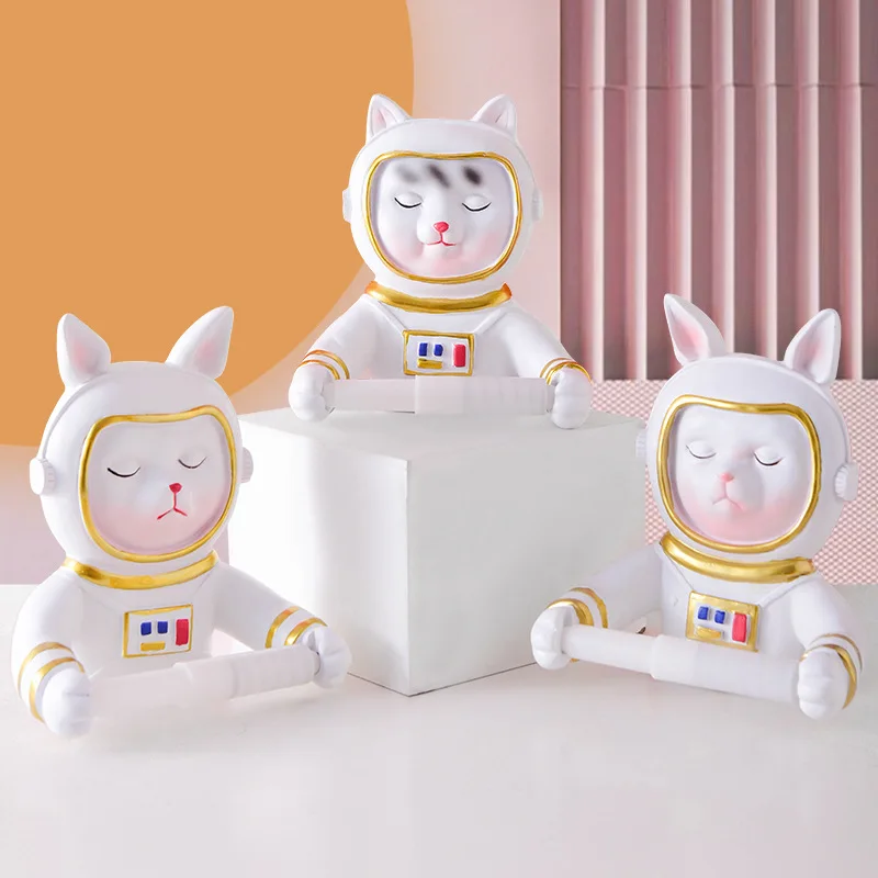 

Light Luxury Astronaut Paper Roll Rack Storage Kitchen Bathroom Wall Hanging Free Punch Multifunctional Paper Towel Rack Animal