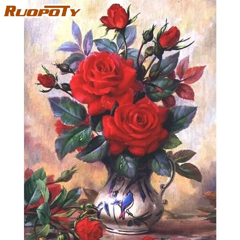 

RUOPOTY 60x75cm Frameless Painting By Numbers Kits For Adults Unique Diy Gift Handmade Flower Picture By Number Home Decor
