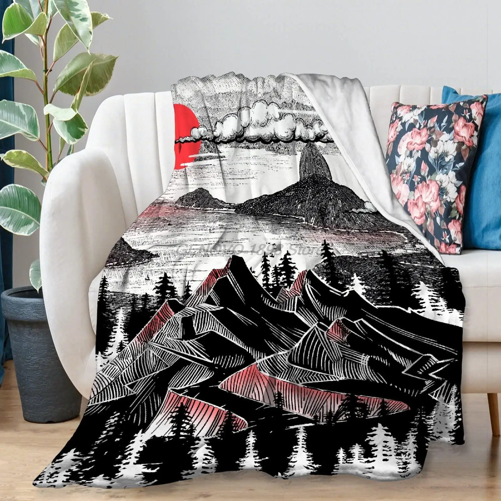 

Yaoola Mountain Flannel Blanket, All Season Soft Cozy Plush Bed Throw fit Bedroom Living Room Sofa Couch Bedding Office Cinema F