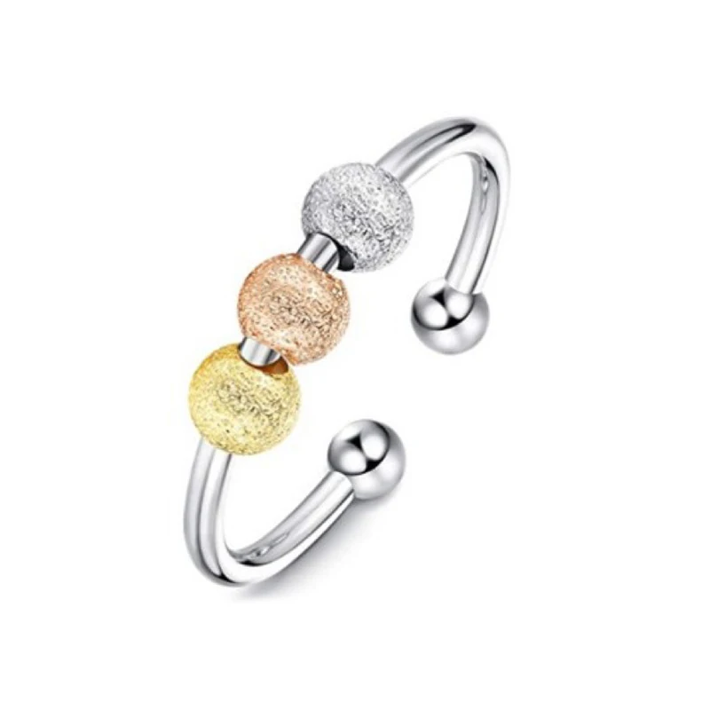 

Spinning Frosted Rings Transfer Beads Open Rings for Anxiety Worry Rotatable Ring Relieving Stress Valentine's Day Jewelry Gifts