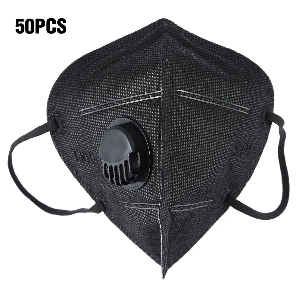 

50pcs Safety Protection Kn95 Mask With Breathing Valve Multi Layer Protection Dustproof Anti Haze Disposable Face Mask