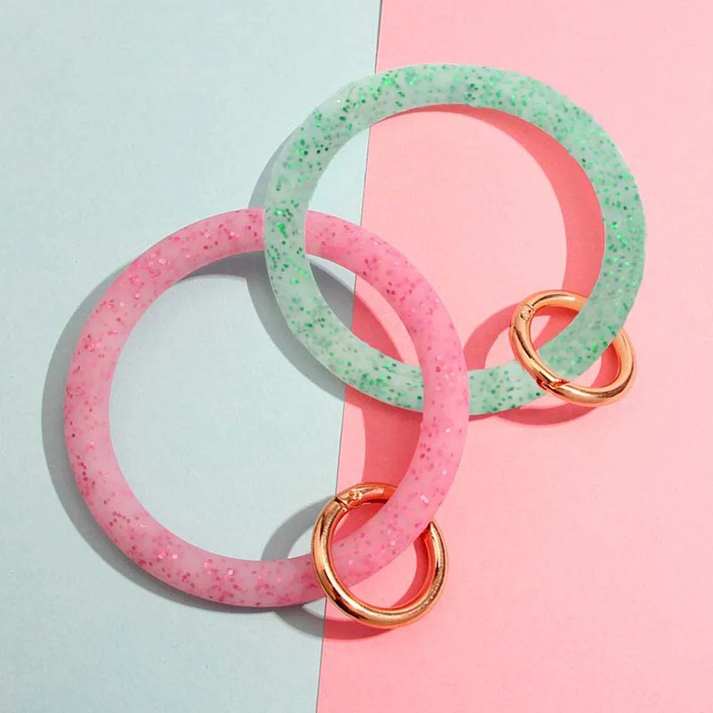 Модный Блестящий силиконовый браслет для брелка женщин Круглый автомобильный