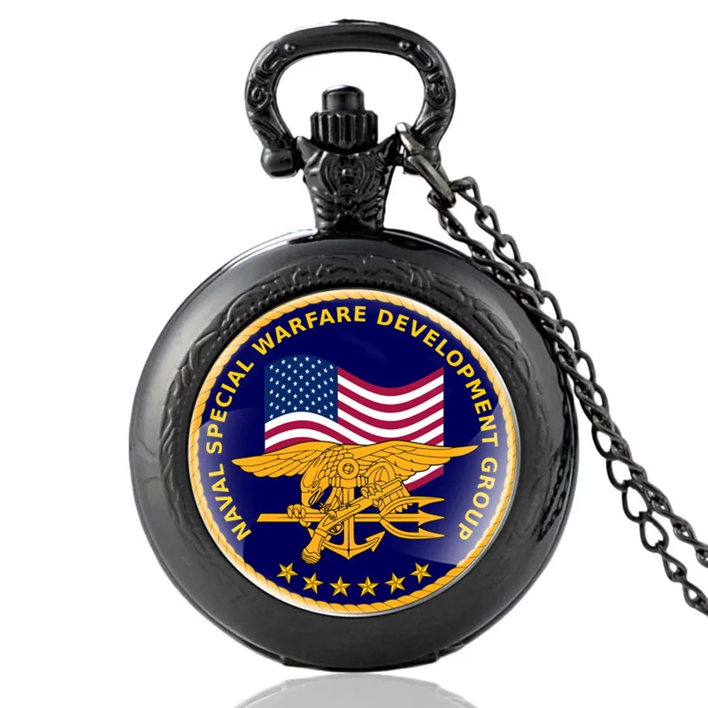 Черные классические стеклянные кварцевые карманные часы особой силы Америки с