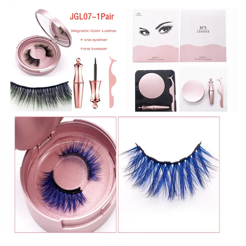 

Color 1/2 pair Magnetic Eyelashes 3D Mink False Eyelash Magnet Eyeliner Fake Eyelash Tweezer Set Long Lasting lash Makeup