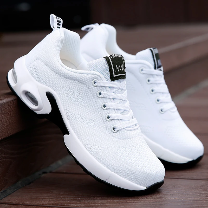 

Breathable mesh casual shoes Ladies tennis sneakers Non-slip solid color air cushion training shoes Hiking shoes