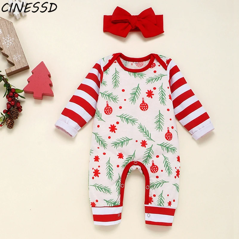 

Baby Girl Boy Clothes Romper Long Sleeve Headband Christmas Design Infant Christmas Clothing Baby Clothes Outfits Set