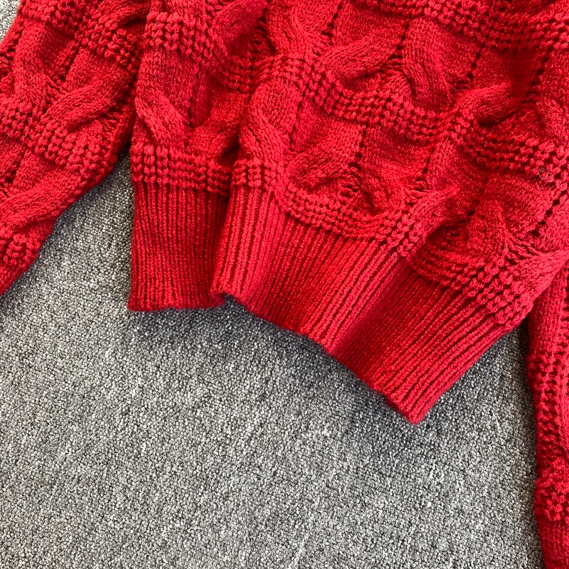 

Women Red Pullover Sweater Korean Fashion Slash Neck Off Shoulder Long Sleeve Casual Loose Female Knit Jumper Sweater