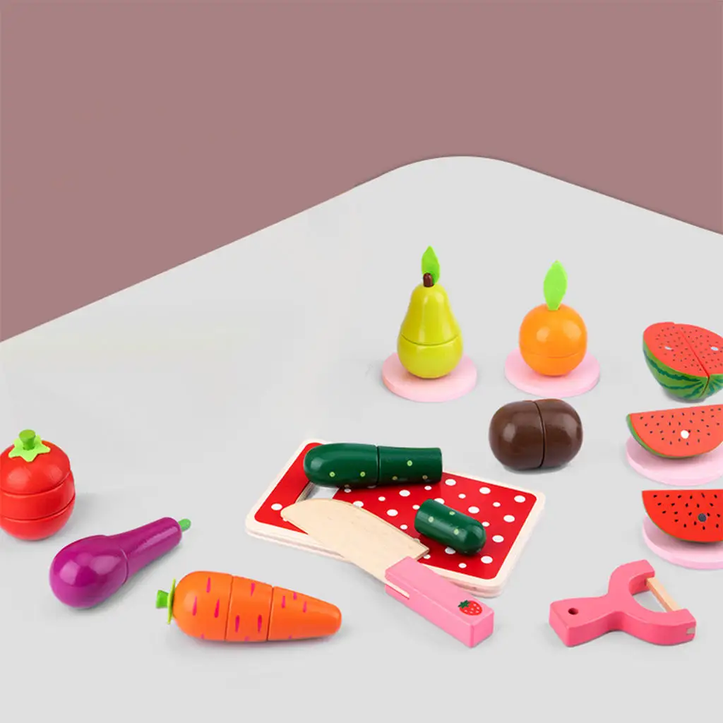 

Набор из 15 предметов для резки фруктов и овощей, развивающая игра для вечеринок, игра Монтессори для кухни, игрушка для еды, подарок на день р...