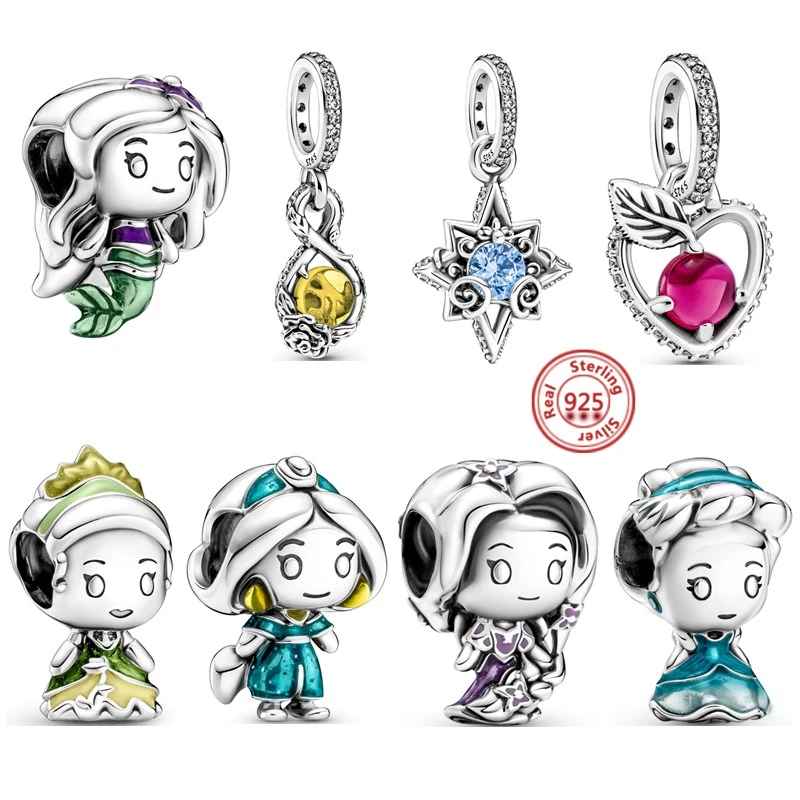 

2021 новый серебряный цвет принцесса русалка девушка лист рыба Сделай Сам бисер Подходит для Европейского Pandora шарм браслеты ювелирные издел...