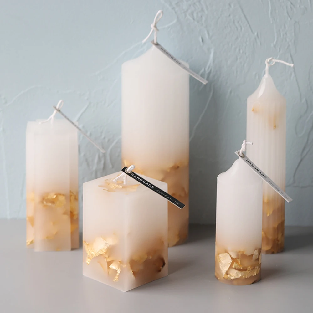 

1 Bottle Candle Gold Foil Ins Hot For Candle Molds Silicone Mold Aromatherapy Soap Mould Using For Candle Making Decoration