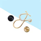 Броши DCARZZ с кристаллами в форме стетоскопа, золотой подарок для девушки, булавки для врача в медицине, модная бижутерия, милая булавка на лацкан, металлическая женская