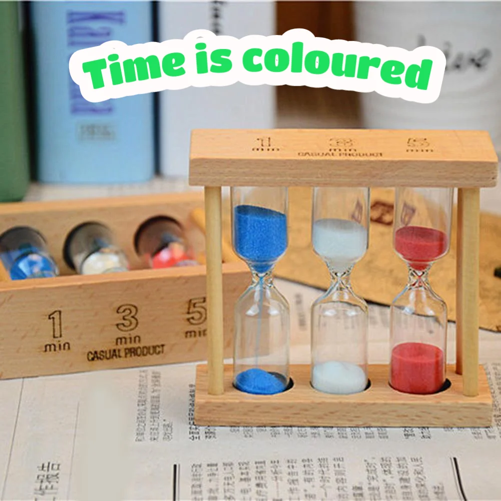 

Decorative Hourglass Wooden Frame 1/3/5 Minutes Table Clock Sand Glass Clock with Steady Kids Watches Hourglass Jar Home Decor