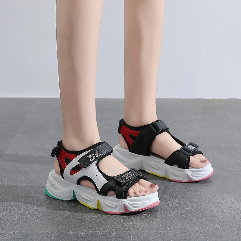 

Girls sandals 2021 new summer rainbow sports sandals online celebrity children's fashion girls soft bottom
