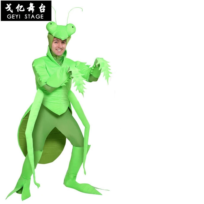 

Halloween Green Cricket Mantis Insect Costume With Legs Adult Men Costume Hot Cartoon Character Anime Cosplay Costumes Carnival