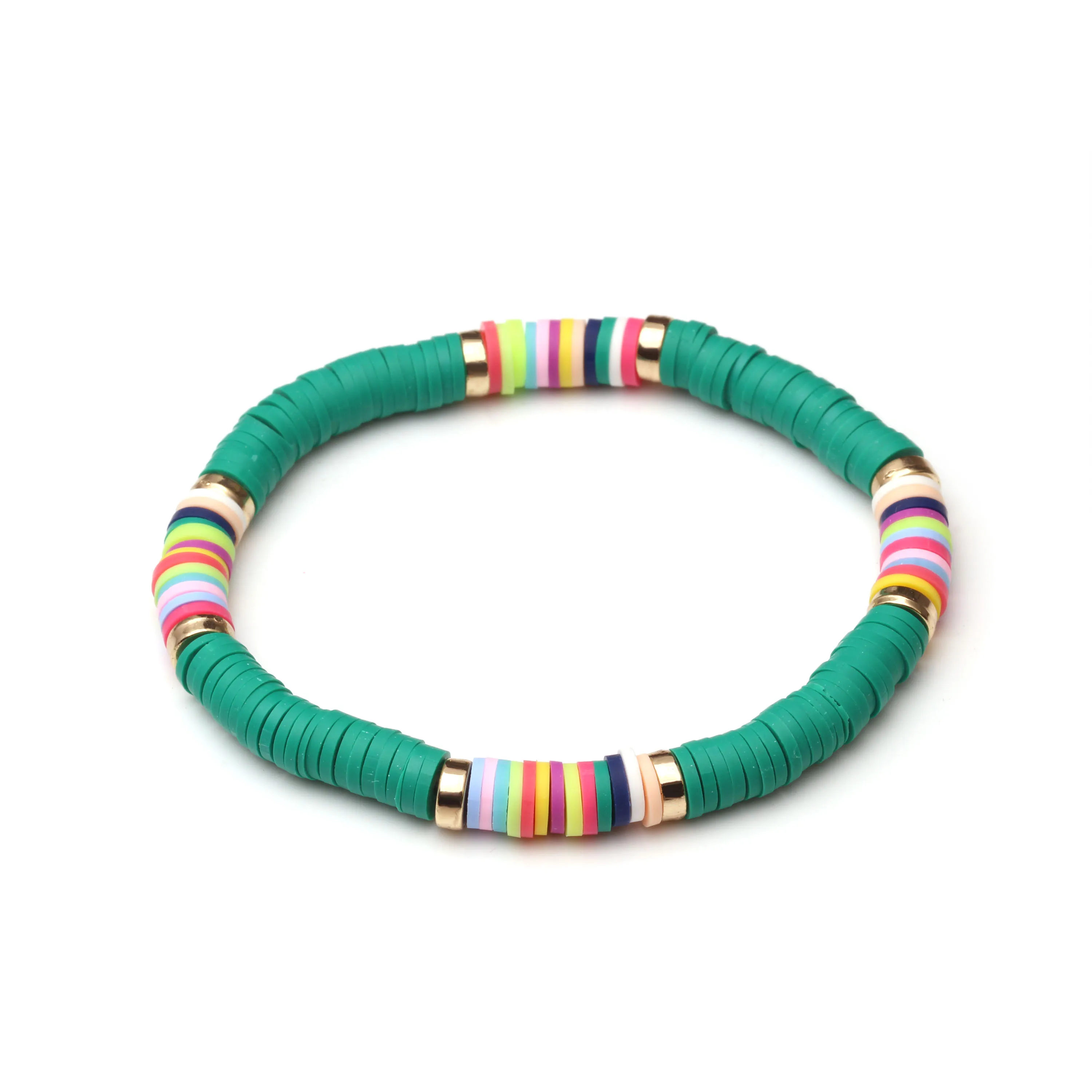 Boho Heishi, полимерная глина, диск, бусины, растягивающийся браслет,, новая мода, разноцветные виниловые пластинки, бусины, смешанные, для серфинга, ювелирное изделие, подарок