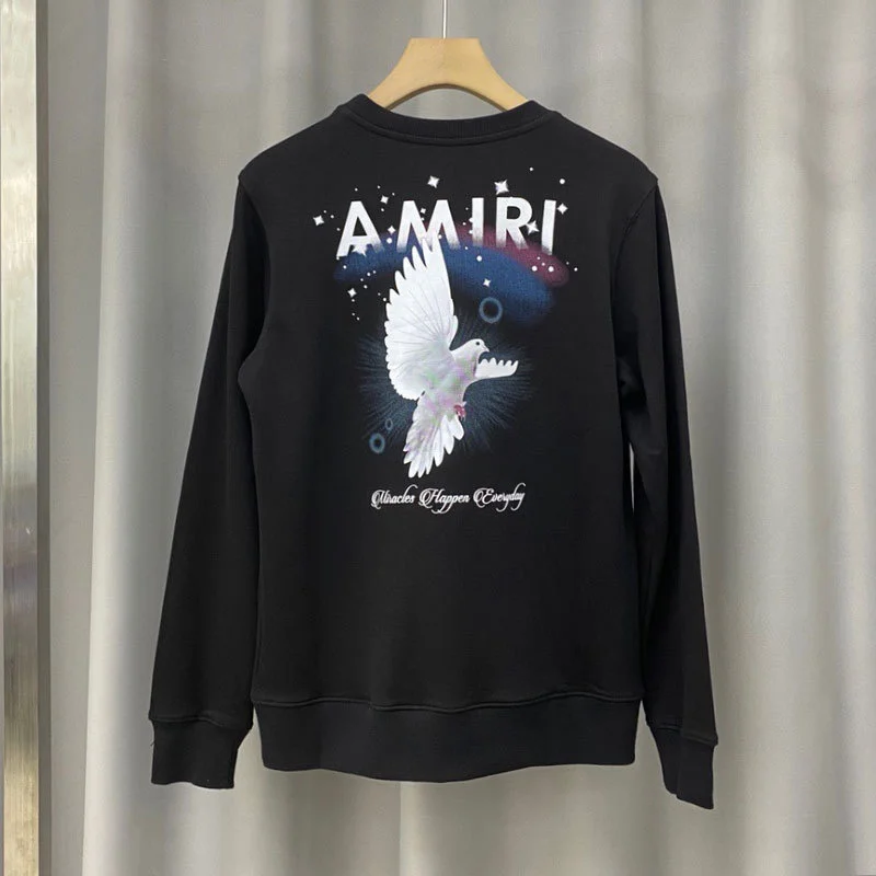 

Amiri 2020aw ins dove print round neck casual sweater