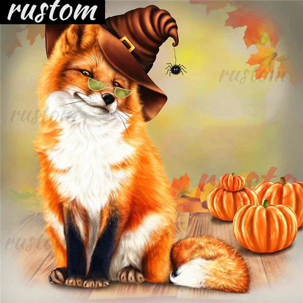 

Rustom Diamond Painting Full Cat Mosaic Animal Home Decor Square/round Embroidery diomand Halloween Pumpkin Wall Stickers