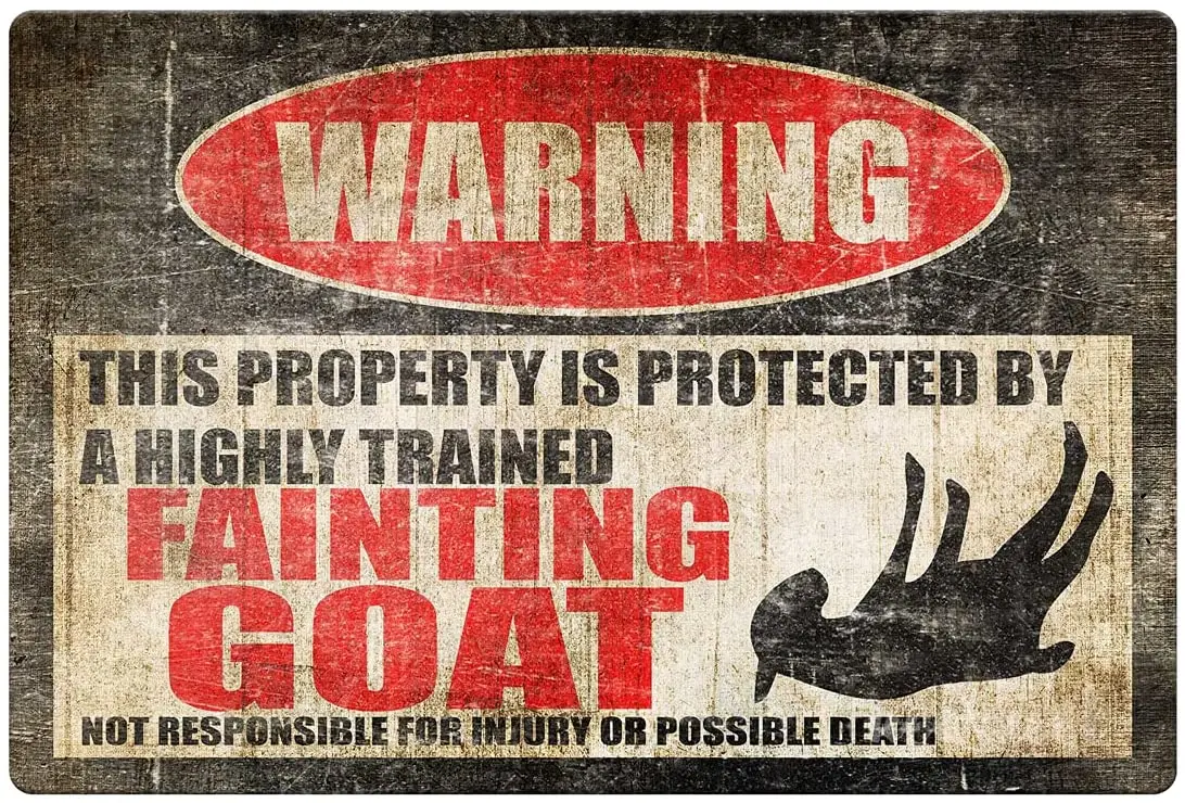 

Warning Fainting Goat Metal Plaque Poster Tin Sign Farm Home Tavern Shopping Mall Wall Decoration Retro Metal Plate 12*8 Inch