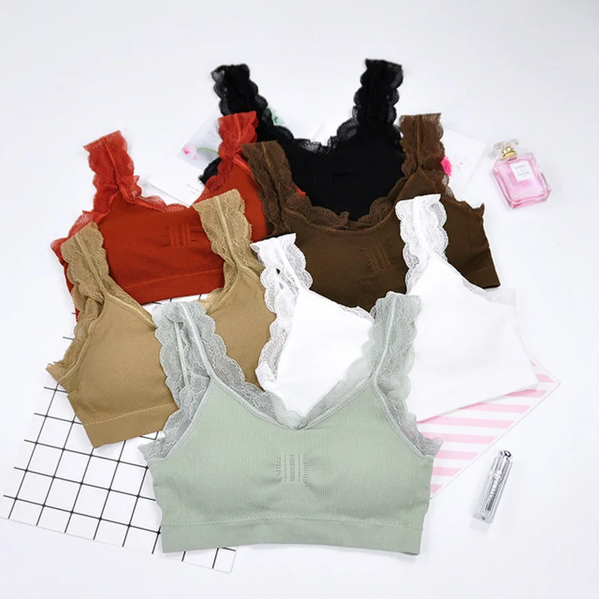 Женский/Женский хлопковый жилет Милая Сексуальная майка кружевной бюстгальтер