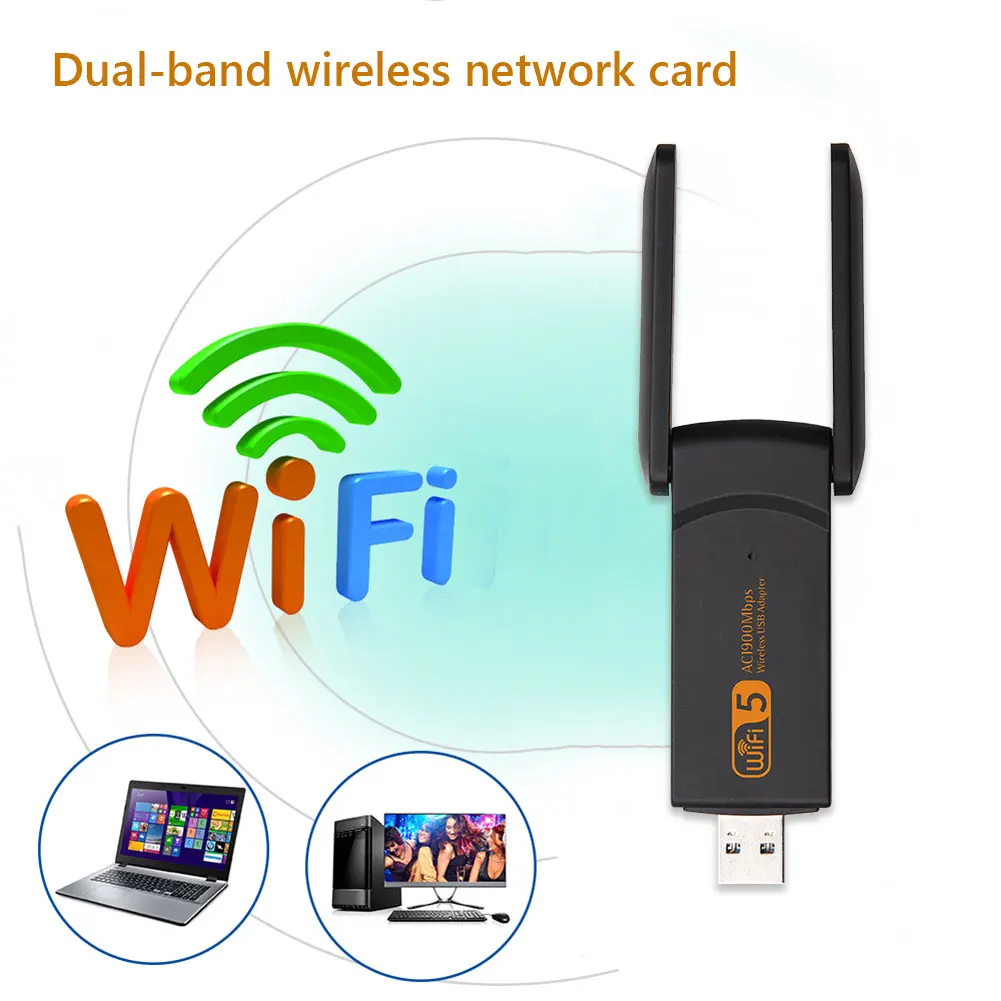 

WiFi Adapter Wireless WiFi Adapter 1900M 2.4GHz 5.8GHz RTL8814 USB 3.0 Dual-Antenna Gigabit Network Card for Desktop Laptop