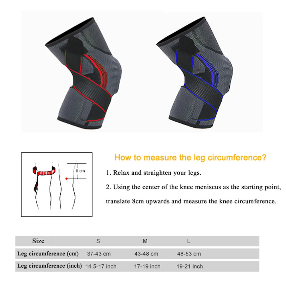 

1pcs Elastic Spring Silicone Pad Kneepad At Arthritis Patella Knee Brace Support Bracket Knee Pads Strap For Sports Protector