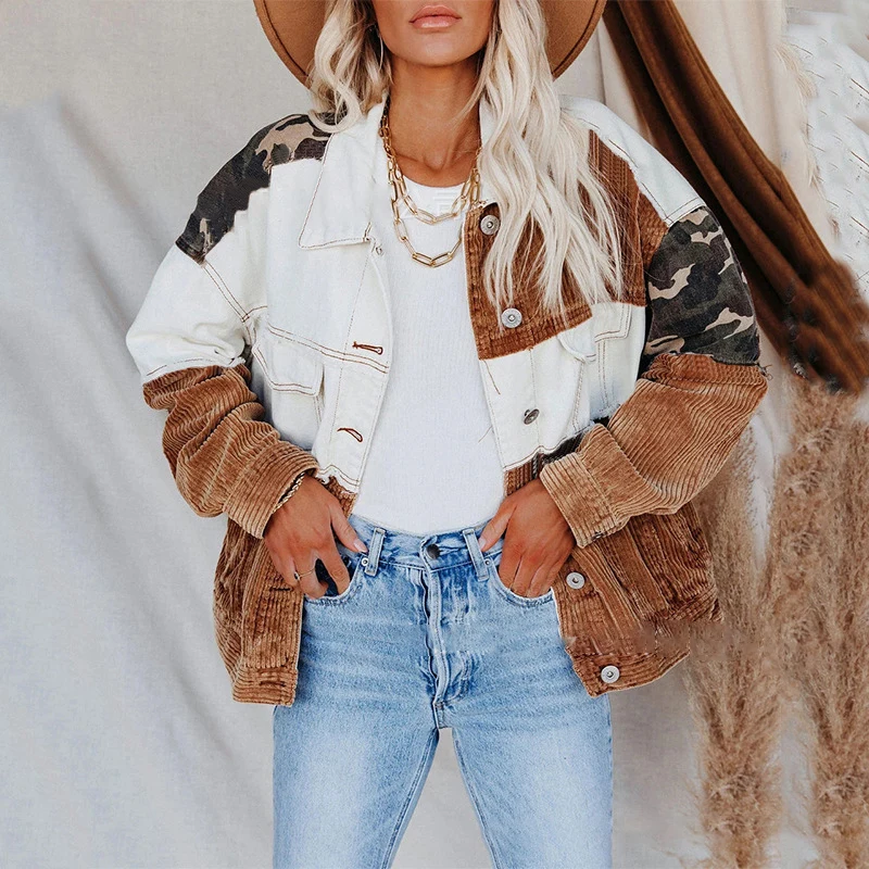 Осенне-зимняя новая стильная коричневая ретро камуфляжная куртка с отложным