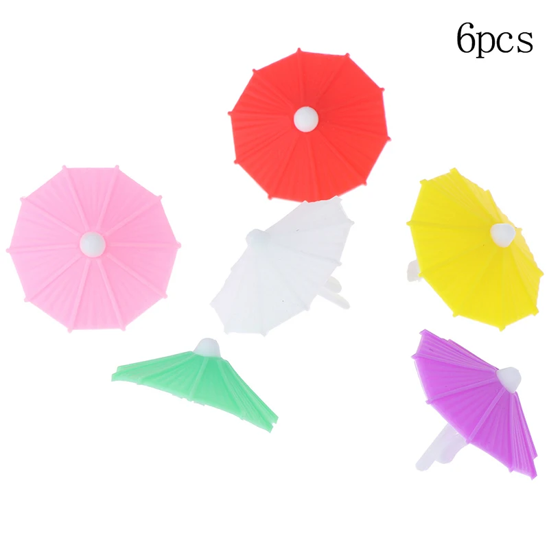 Silicone Party Umbrella Wine Glass Marker Charms 6pcs Drinking Buddy Cup Identification Identifier Label Tag Sign Mark | Дом и сад