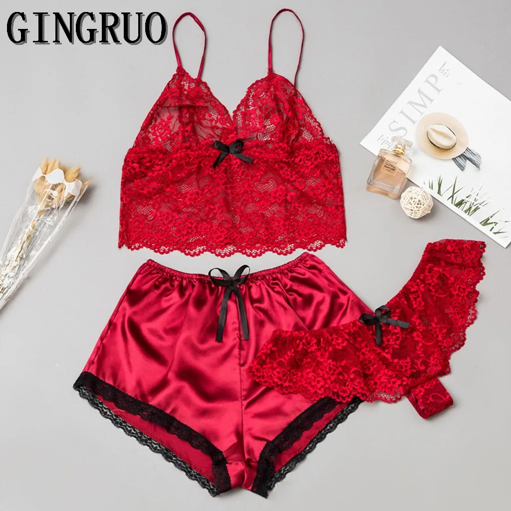 Женское сексуальное нижнее белье шелковая пижама Женская атласная одежда для